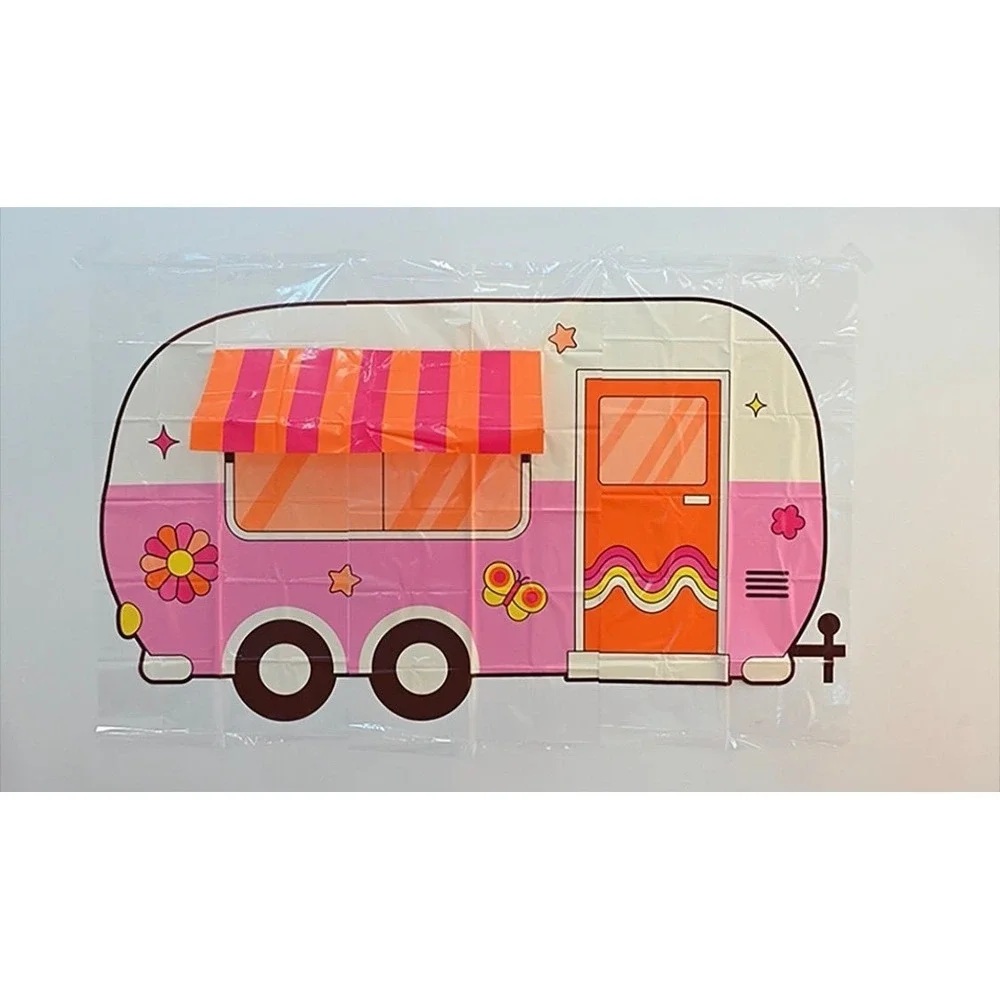 Retro‎ Groovy Camper 3D Party Backdrop Kit Pink Orange Photo Booth Decoration